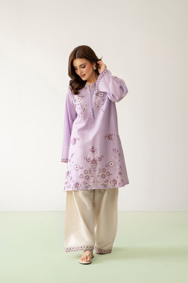 Samra 2PC – Lavender Embroidered Cotton Dres