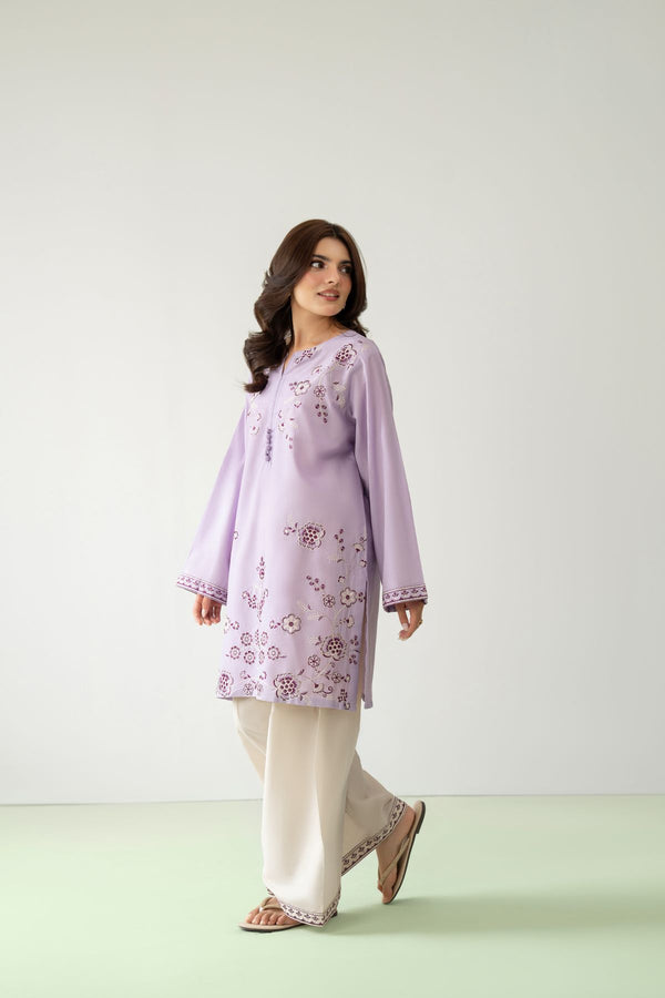 Samra 2PC – Lavender Embroidered Cotton Dres