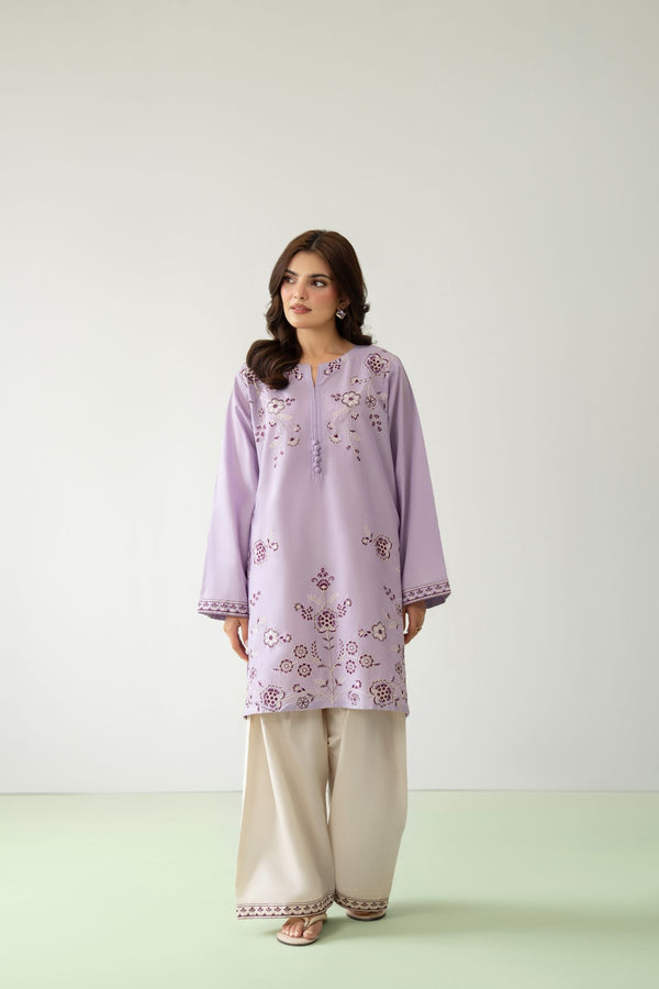 Samra 2PC – Lavender Embroidered Cotton Dres